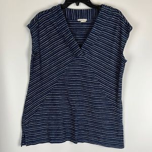 Jane and Delancey Blue & White Stripe V-Neck Tee Sz: Small